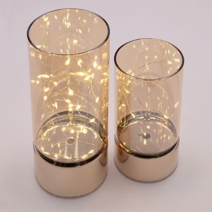 Set van 2 LED-kerstlampjes 20xLED+10xLED/2xAA+3xAA warm wit