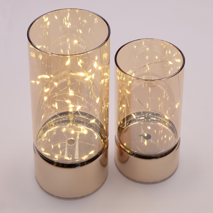 Set van 2 LED-kerstlampjes 20xLED+10xLED/2xAA+3xAA warm wit