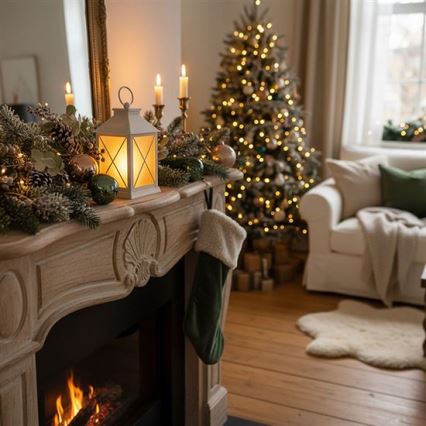 LED kerstlantaarn LED/2xAA warm wit