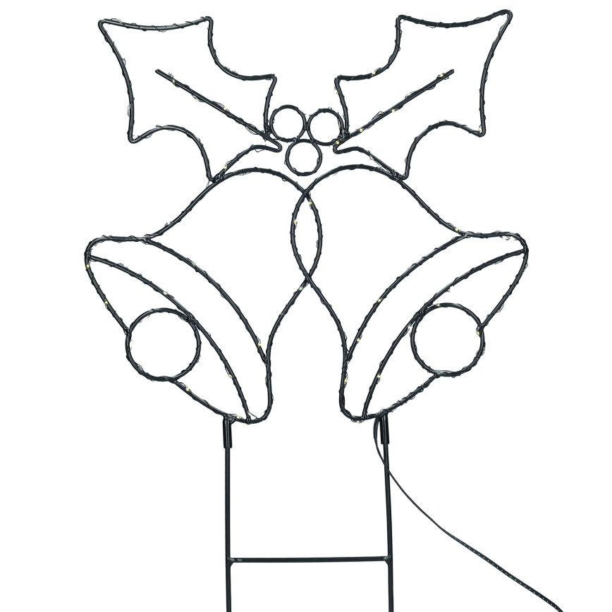 Décoration de Noël LED extérieure, 100xLED/3xAA, IP44, blanc chaud, clochettes