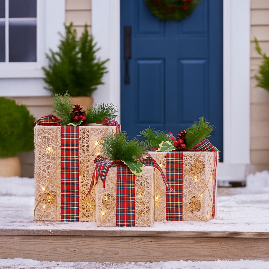 Lot de 3 cadeaux de Noël LED 48xLED/3,6W/230V IP44 blanc chaud