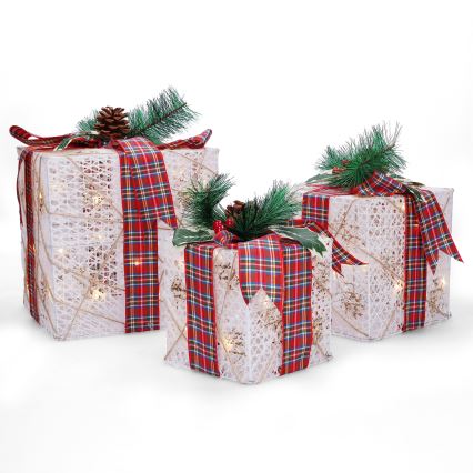 Lot de 3 cadeaux de Noël LED 48xLED/3,6W/230V IP44 blanc chaud