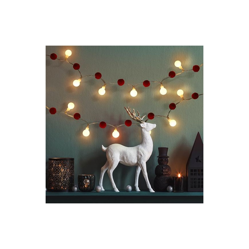 Guirlande LED 20 LED/2 piles AA 1,8 m blanc chaud