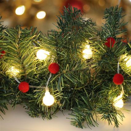 Guirlande LED 20 LED/2 piles AA 1,8 m blanc chaud