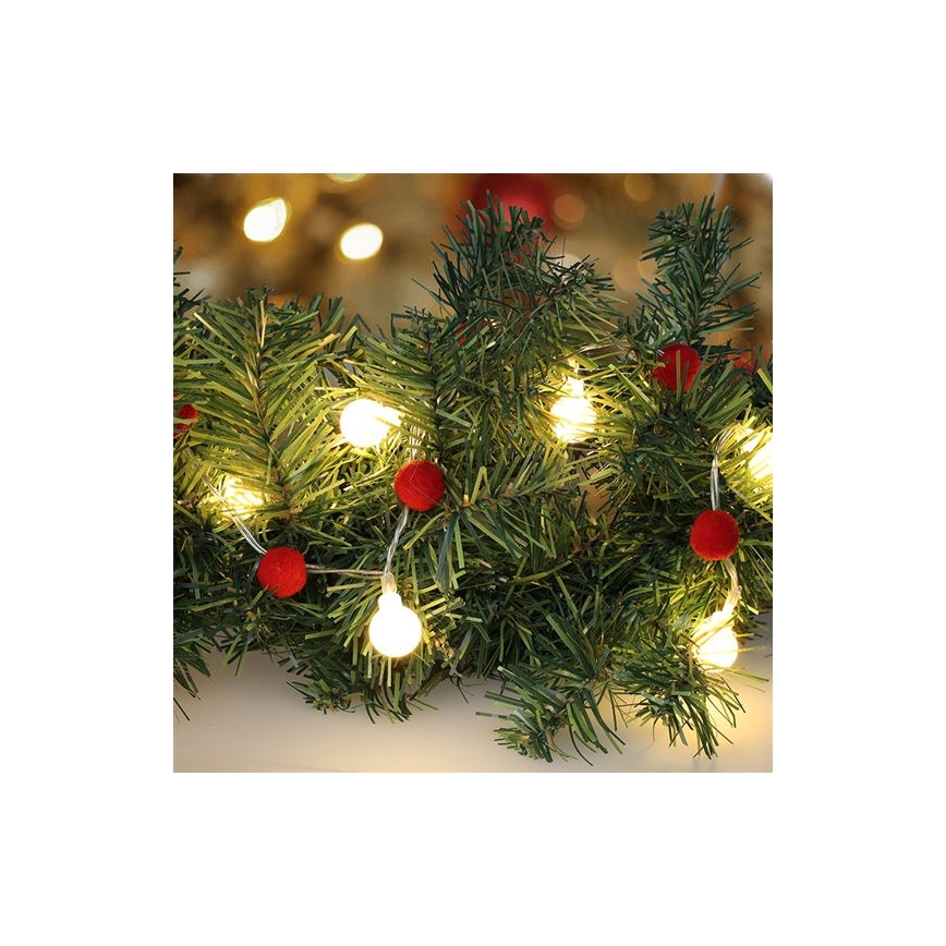 LED-lichtsnoer 20xLED/2xAA 1,8 m warm wit