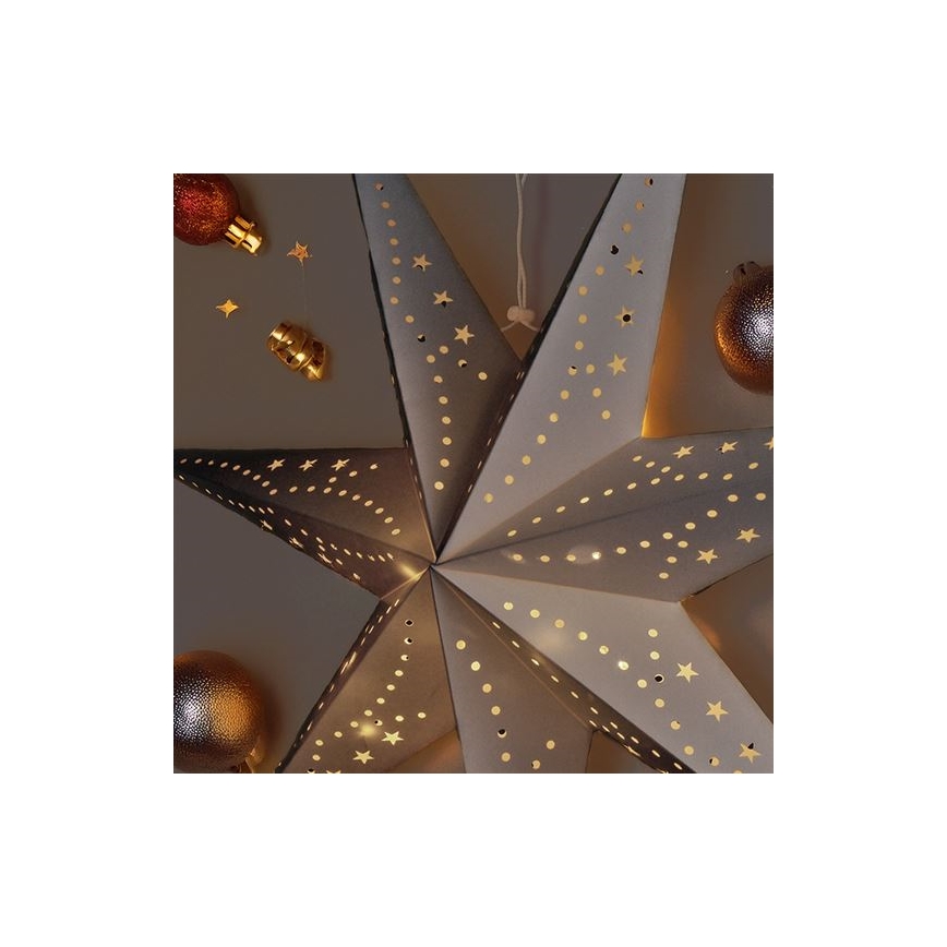 LED kerstdecoratie 20xLED/2xAA warm wit zilveren ster