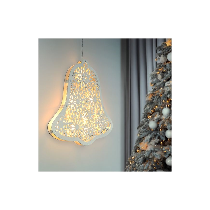 LED-kerstdecoratie 9xLED/2xAA warm wit kerstbel
