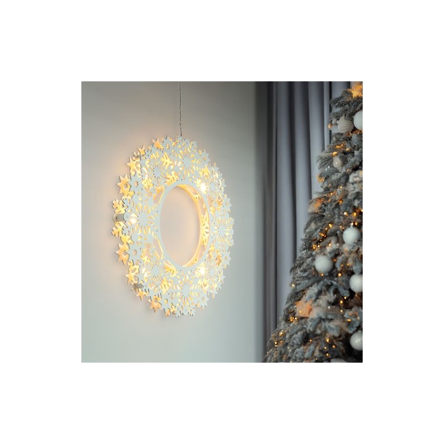 Couronne de Noël LED 10xLED/2xAA blanc chaud