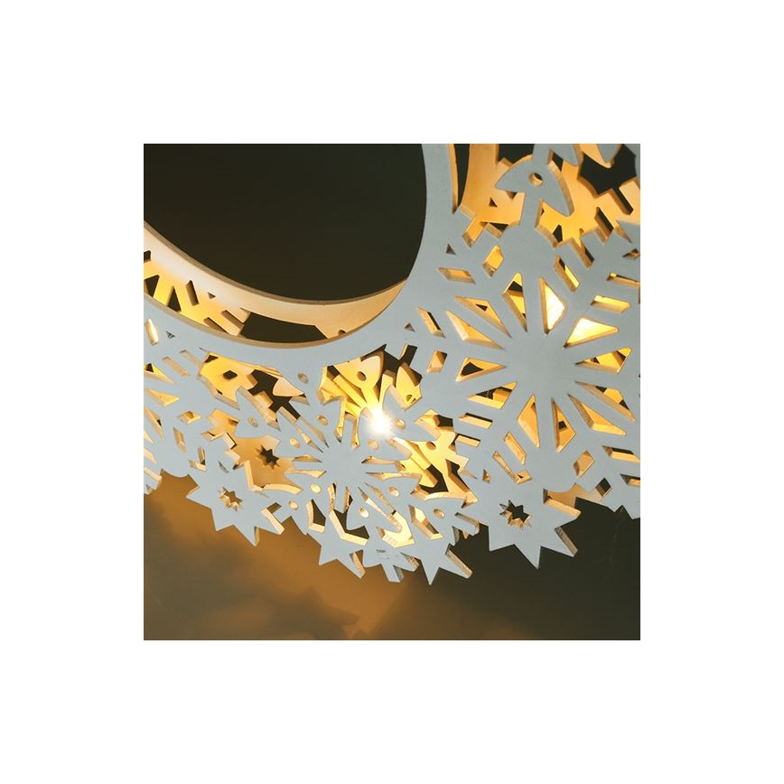 LED-kerstkrans, 10x LED / 2x AA, warm wit