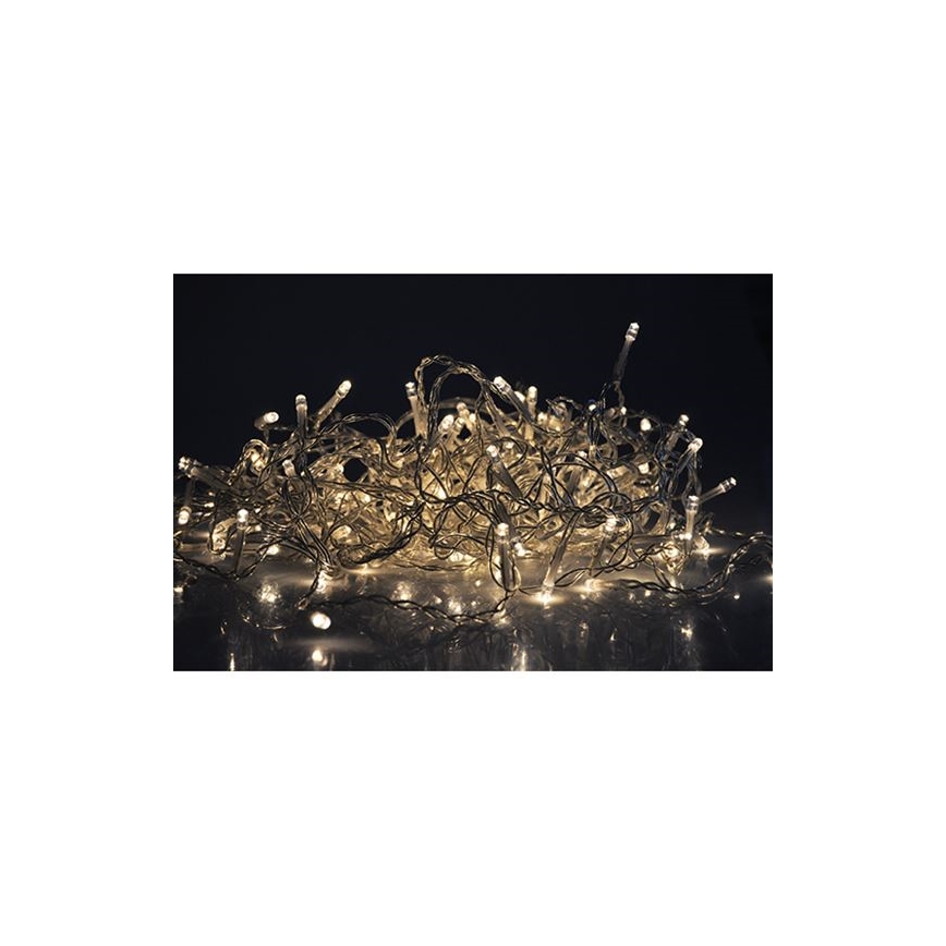 Rideau lumineux LED d'extérieur 120 LED, 8 fonctions, 9 m, IP44, blanc chaud
