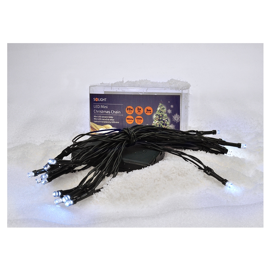 LED Kerst Lichtketting 20xLED/3xAA 3,3m koud wit