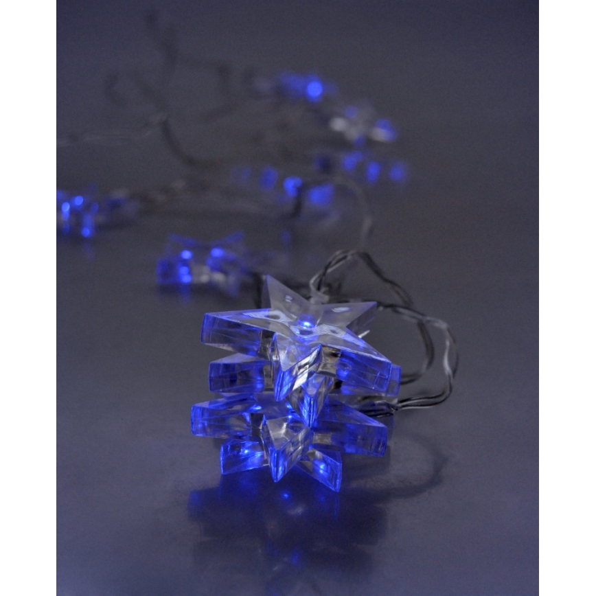 LED kerstsnoer 10xLED/2xAA 2,5m blauw