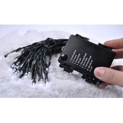 LED Kerst lichtsnoer voor buiten 50xLED/8 Functies/3xAA 8m IP44 warm wit