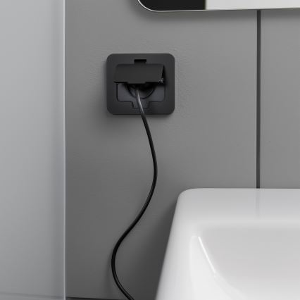 Buiten inbouw vloer stopcontact IP55 zwart rechthoekig