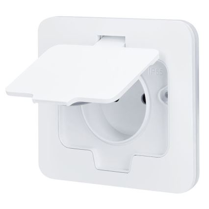 Inbouw-vloercontactdoos voor buiten IP55, wit, rechthoekig