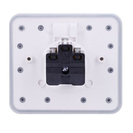 Inbouw-vloercontactdoos voor buiten IP55, wit, rechthoekig