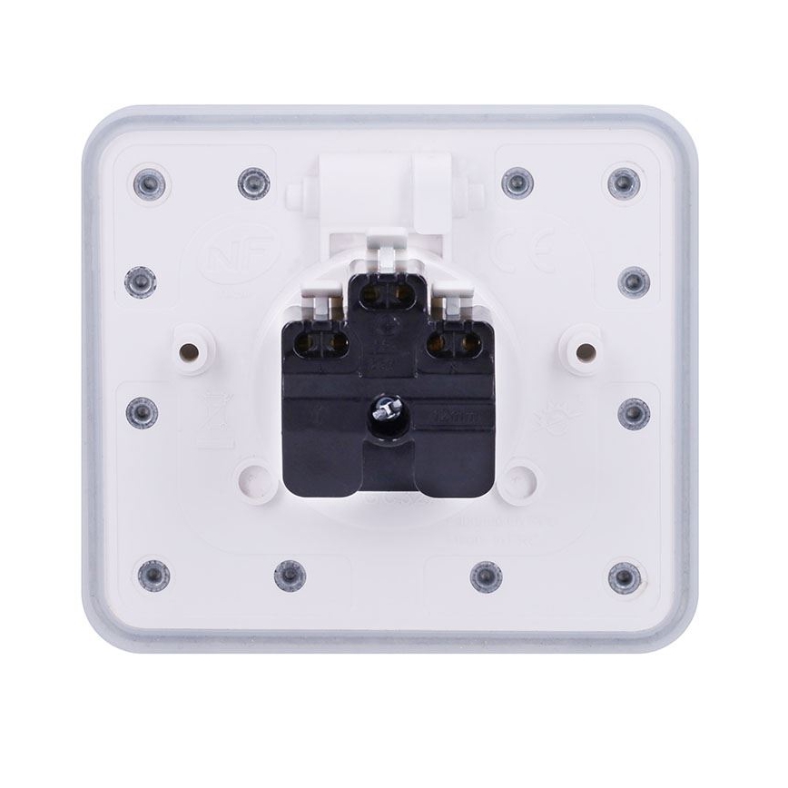 Prise de sol encastrable pour extérieur IP55, blanche, rectangulaire