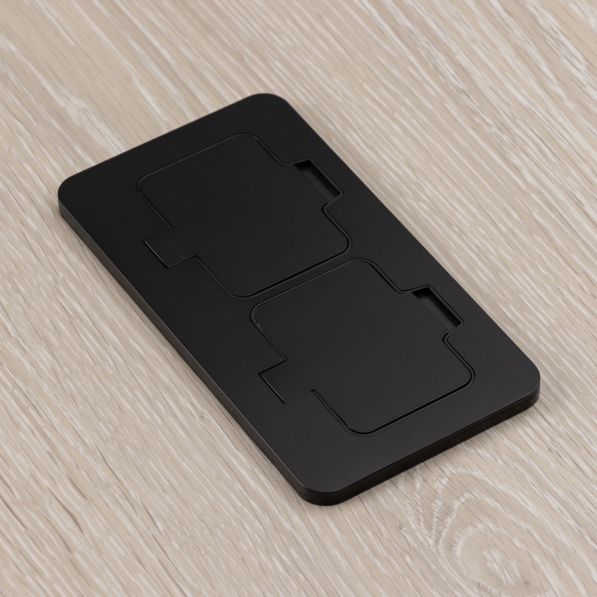 Prise double encastrée extérieure IP55 noire rectangulaire