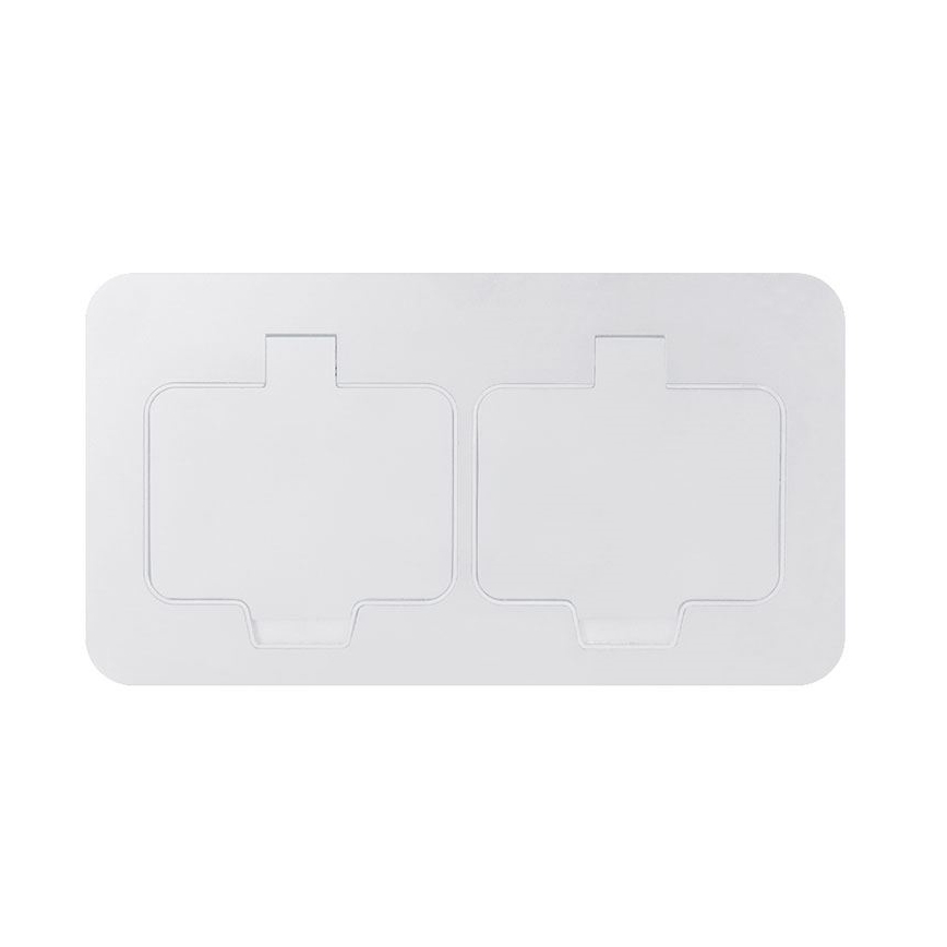 Dubbele inbouw-vloercontactdoos voor buiten, IP55, wit, rechthoekig
