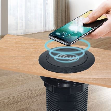Inbouw draadloze oplader + USB A+C zwart