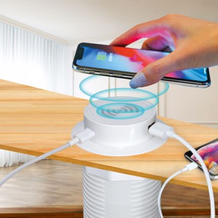 Inbouw draadloze oplader + USB A+C wit