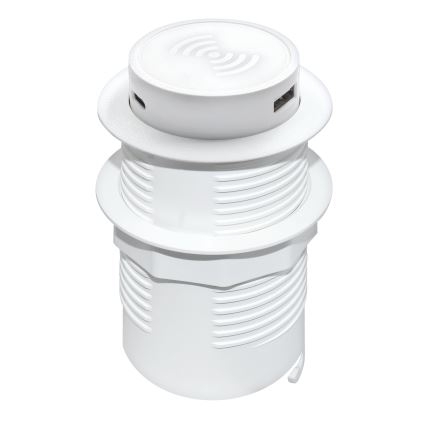 Inbouw draadloze oplader + USB A+C wit