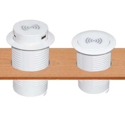 Inbouw draadloze oplader + USB A+C wit
