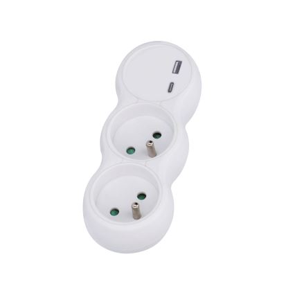 Multiprise avec chargeur USB A+C 2x10A blanc