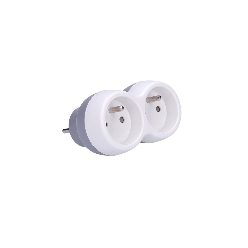 Multiprise 2x 10A, blanc-gris