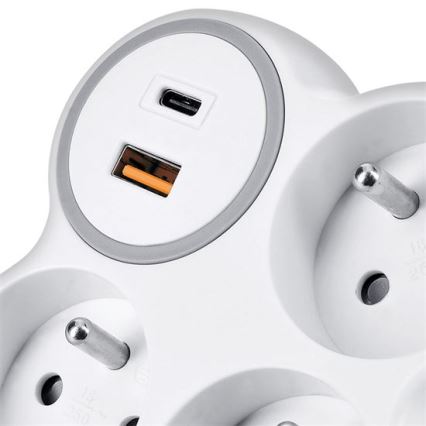 Multiprise 3x 16 A + chargeur rapide USB-A et USB-C 20 W