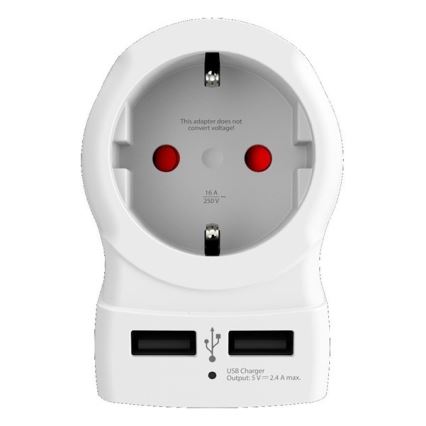 Adaptateur de voyage pour le Royaume-Uni 230V + 2x port USB