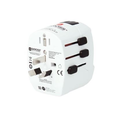 Reisstekker voor UK, USA, Australië en China 230V + 2x USB poorten