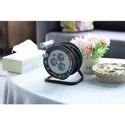 Verlengsnoer op haspel, 3-voudig, 12 m