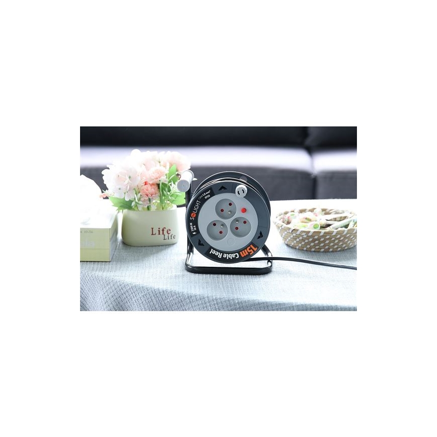 Enrouleur de câble avec 3 prises — 12 m