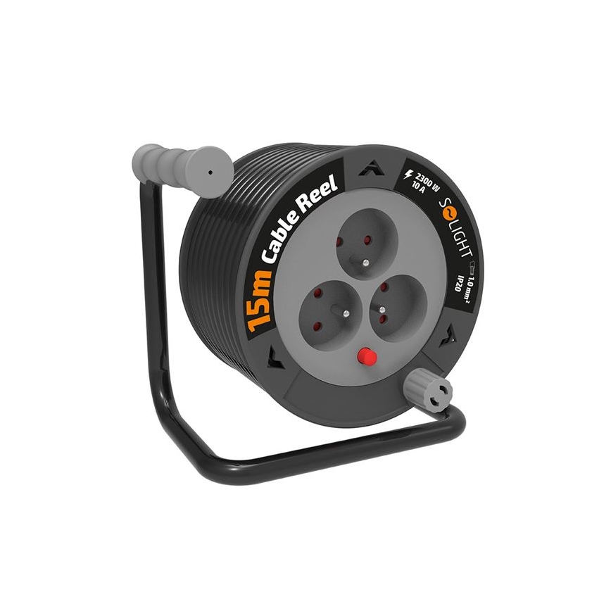Kabelhaspel met 3 stopcontacten, 12 m