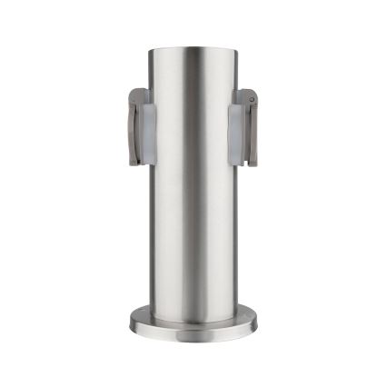 Buitenstopcontactpaal 2-voudig 230V IP44 mat chroom rond