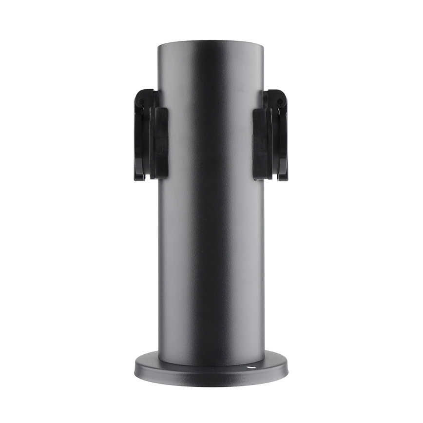 Buitenstopcontactpaal 2-voudig 230V IP44 zwart rond