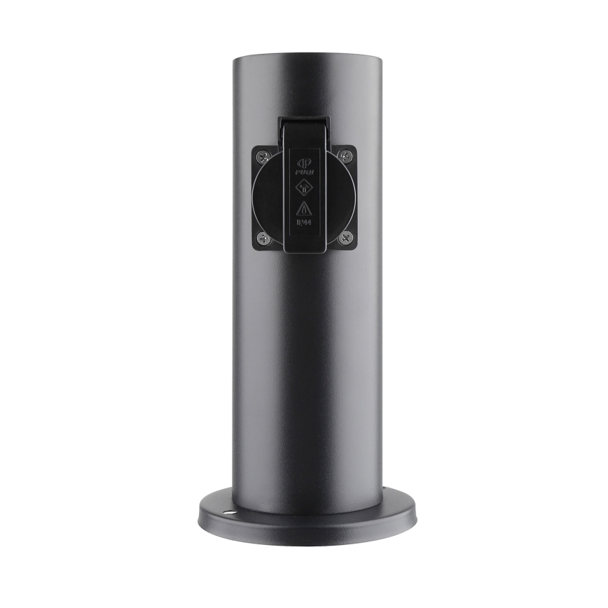Buitenstopcontactpaal 2-voudig 230V IP44 zwart rond