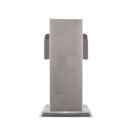 Buitenstopcontactpaal 2-voudig 230V IP44 mat chroom vierkant