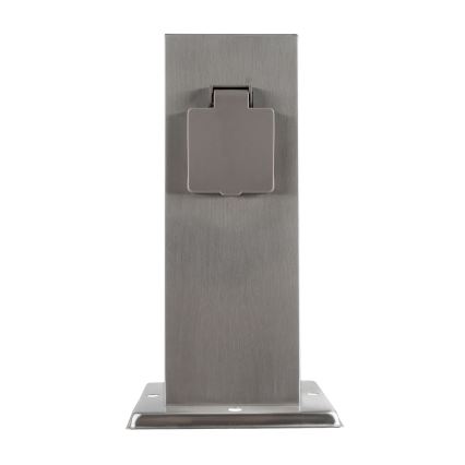 Buitenstopcontactpaal 2-voudig 230V IP44 mat chroom vierkant