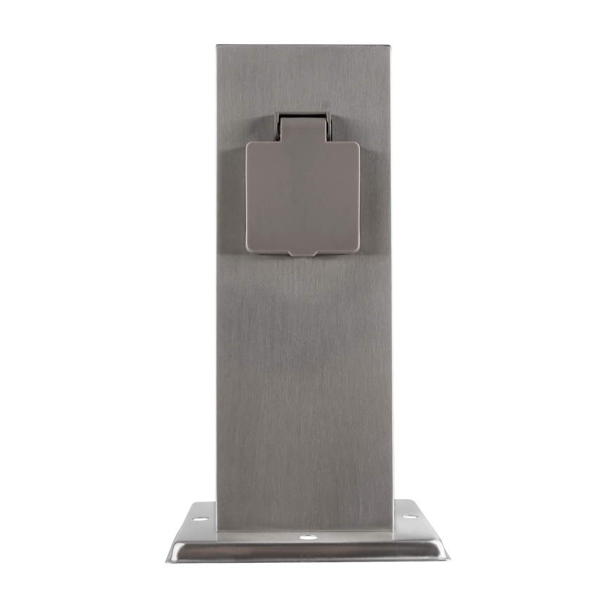 Buitenstopcontactpaal 2-voudig 230V IP44 mat chroom vierkant