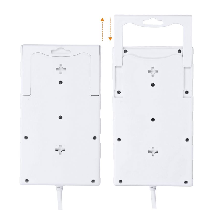 Multiprise 8 prises Type E avec interrupteur et protection contre les surtensions + 1x USB-A + 1x USB-C, 2 m, blanche