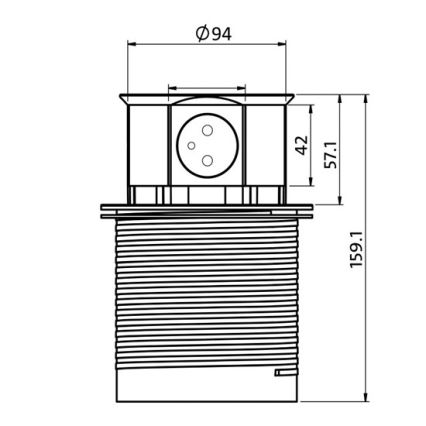 Pop-up stekkerdoos 2x230V + 2xUSB