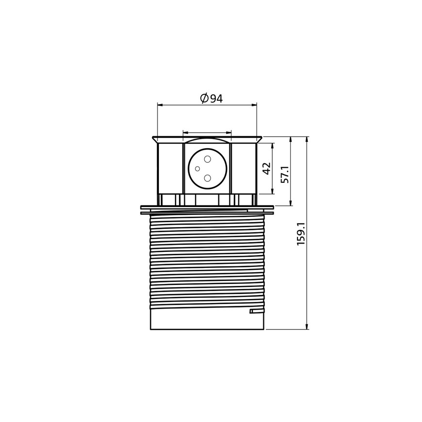 Pop-up stekkerdoos 2x230V + 2xUSB