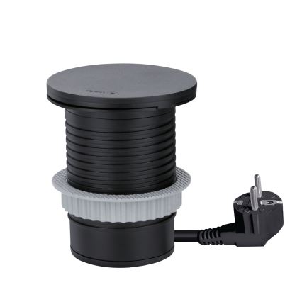 Inbouwstopcontact met 10W draadloze oplaadfunctie, 1x stopcontact + USB A+C, zwart