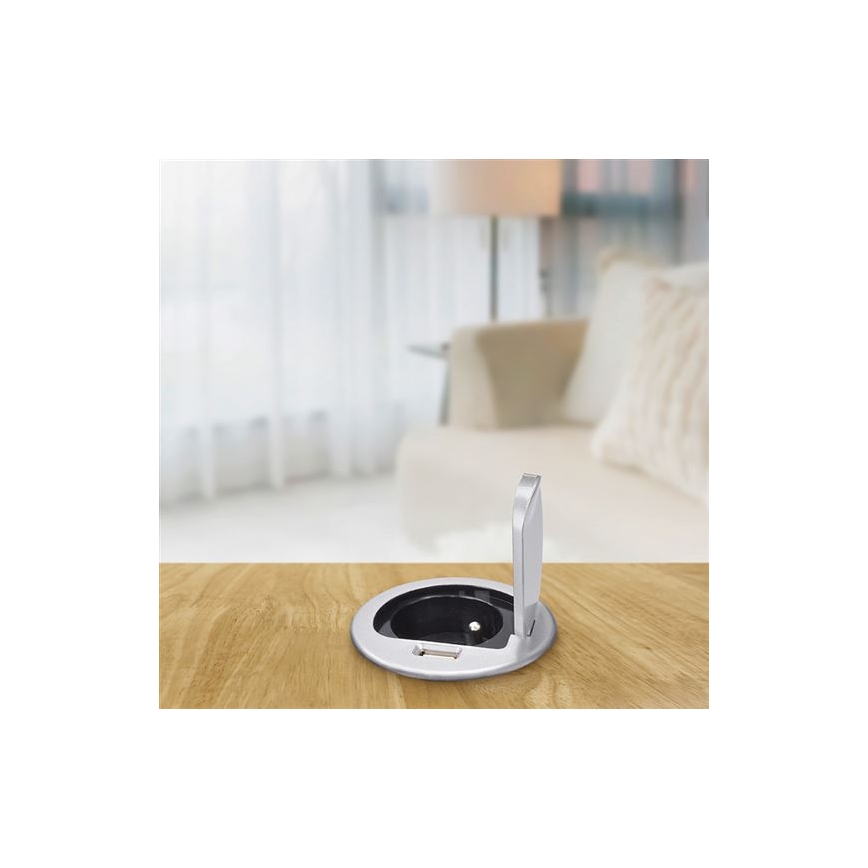 Inbouw USB stopcontact met deksel 230V