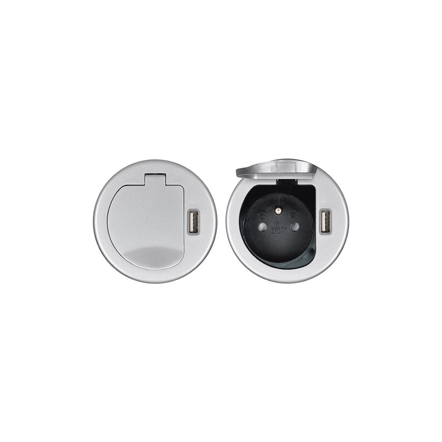 Inbouw USB stopcontact met deksel 230V