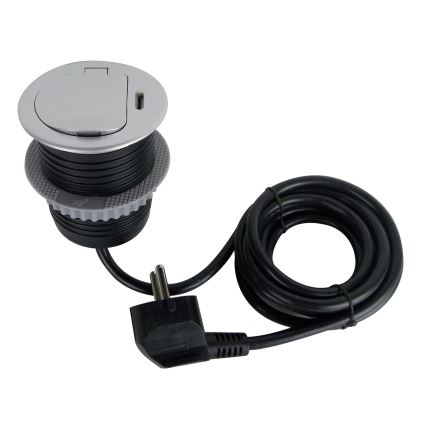 Stekkerdoos voor tafelblad 1x230V + USB-C Power Delivery zilver/zwart