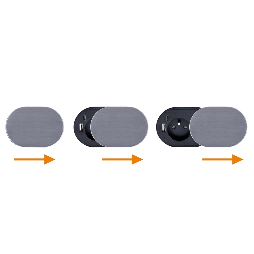 Prise encastrée 1Z + USB A+C