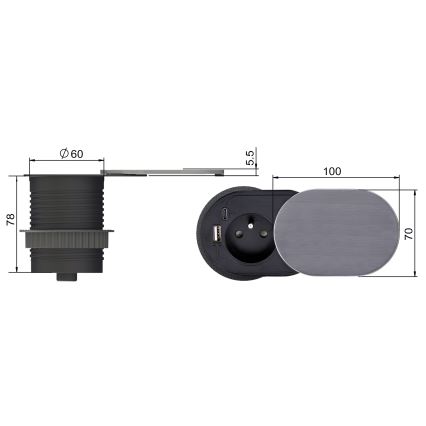 Prise encastrée 1Z + USB A+C